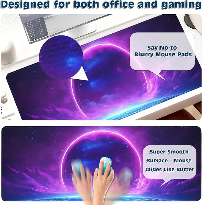 Gaming Desk Mat with Silky Smooth Surface & Exquisite Patterns,31.5x11.8 Inches Large-Sized Mouse Pad, Perfect for Extended Gaming,Work,and Home Office Decor (Starry Sky 1)