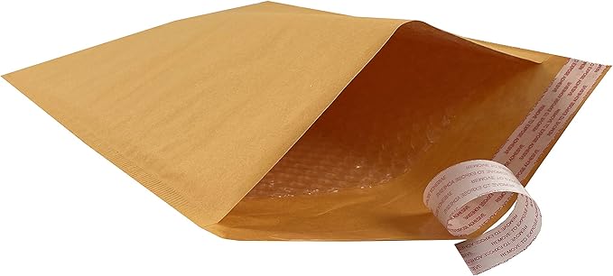 Amazon Basics Kraft Bubble Self-Seal Padded Mailing Envelopes, 10.5" x 16" (Internal Size 10.25" x 15"), Shipping Packaging, Brown, 25-Pack
