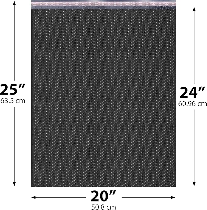 Black Poly Bubble Mailers 20x25 Inch #10 | Self Seal Large Padded Envelopes | Air Cushioned Bubble Mailer | Usable Size 20x24 Inch | Waterproof Lightweight Mailing Shipping Bags | 50 Pack