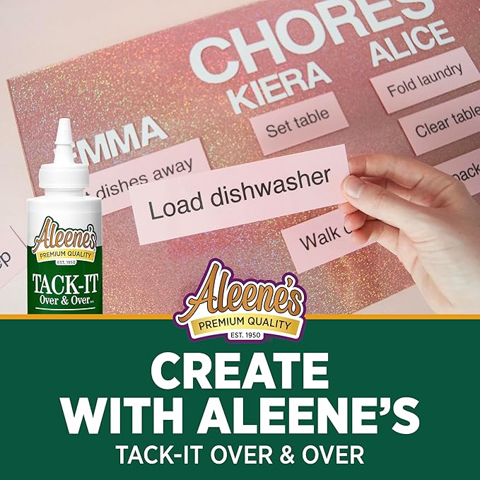 Aleene's Tack-It Over & Over Liquid Glue 4 fl oz, Repositionable and Removable Adhesive, Clear