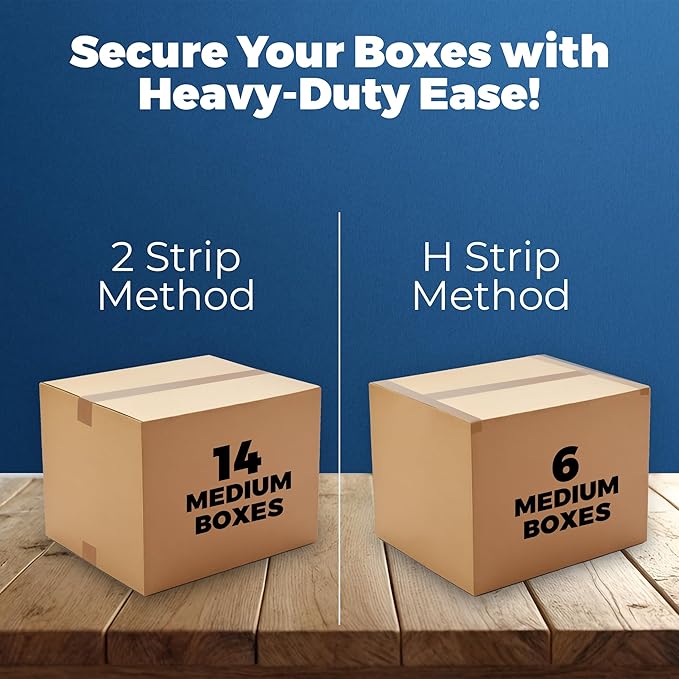 Heavy Duty Packing Tape with Dispenser 1.5" Core, Clear Shipping Tape for Boxes, Packaging, Mailing & Moving Supplies - 1.88 in. x 22.2 Pack of 3