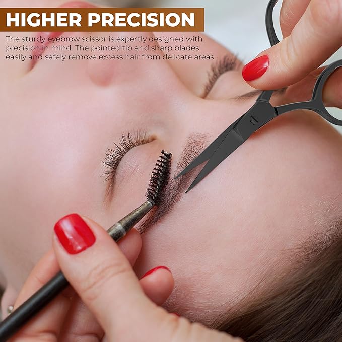 Utopia Care Eyebrow Scissors, Professional Stainless Steel Small Shears for Men and Women, Nose Hair Scissors for Grooming Mustache, Beard, Eyelashes, Ear Hair Trimming, Black
