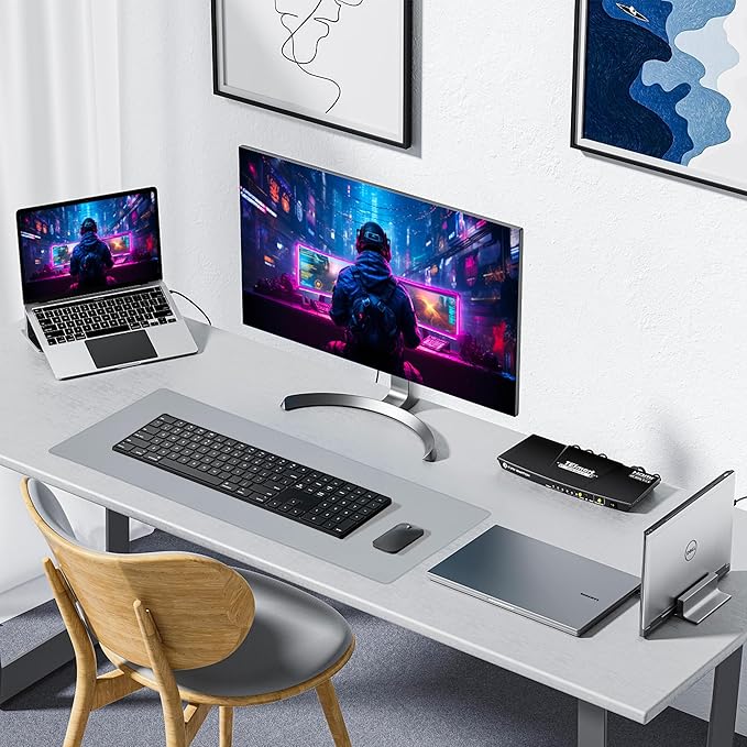 ALOANES Waterproof Mouse Pad with Durable Stitched Edge, XL Gaming Keyboard Pad, Non-Slip Rubber Base Mouse Mat, Extended Desk pad for Gamer, Office & Home, Gray Mousepad 31.5"x 11.8"x 0.12"