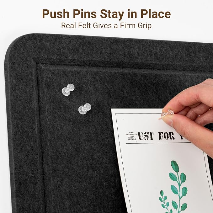 AKTOP Foldable Felt Bulletin Board for Wall, 24x36 inches, Black | Large Cork Board Alternative with 25 Pushpins, Decorative Photo Display Board Pin Board, For Home, Office & School