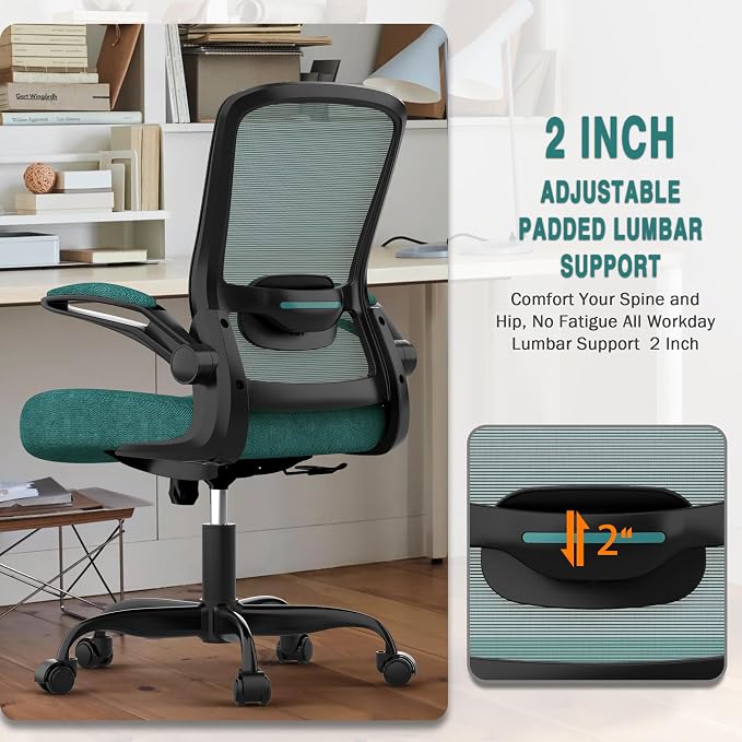 Ergonomic Office Chair w/Adjustable Lumbar, Flip Armrest, 135° Recline | Supports 300 lbs · Seat 19.48"–23.4" · Breathable mesh · 20–30 min assembly · 5-year warranty