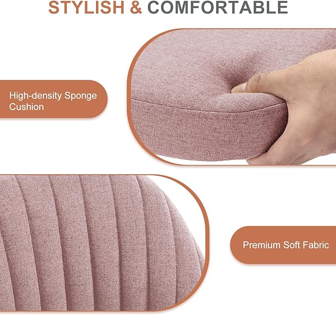 DUMOS Comfy Office Desk Chair, Armless Computer Vanity Chair | Height Adjustable, 360° Rolling Swivel Task with Wheels, Wide Seat, Cute, Home Bedroom, Student, Adults, Dusty Rose
