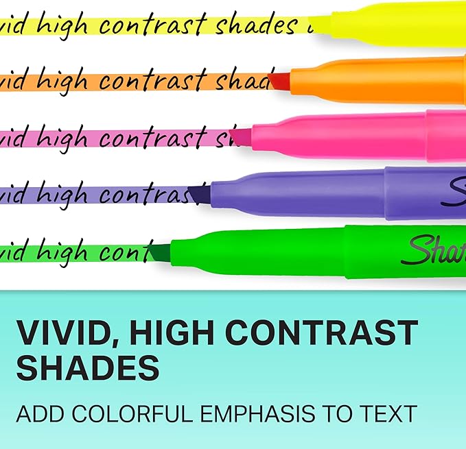 Sharpie Pocket Highlighters Narrow Chisel Tip Highlighter Marker Set Pack Of 36 In 6 Assorted Fluorescent And Pastel Highlighters Ideal For Office Teacher And School Supplies
