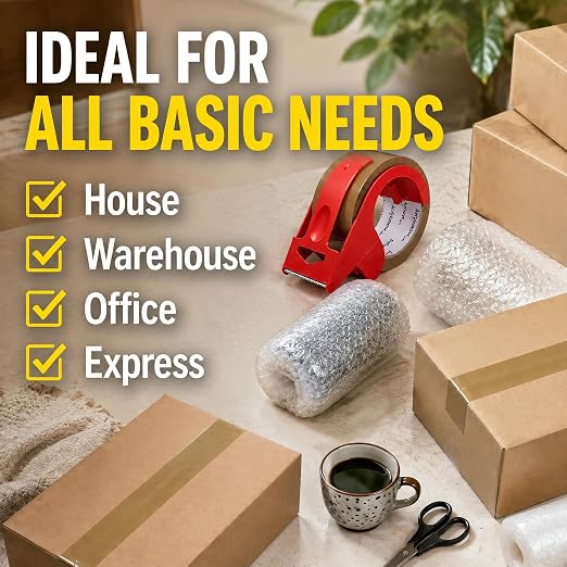 Heavy Duty Brown Packing Tape with Dispenser 1.88 In x 60 Yds 6 Rolls | Strong Adhesive Packaging Tape, Shipping Tape for Moving Boxes, Ideal For Carton Sealing/Shipping/Mailing/Storage