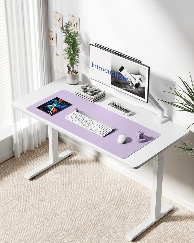 YSAGi Leather Desk Protector, Office Mat, Large Mouse Mat, Non-Slip PU Leather Blotter, Laptop Desk Mat, Waterproof Writing Pad for Office and Home(Light Purple, 42" x 17.2")