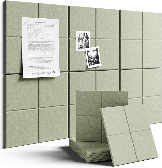 Fluxynara Felt Bulletin Board & Cork Board Alternative, Sage Green | 36" x 24" Pin board, Removable Adhesive Tabs, Easy Install Without Wall Damage, For Home Office Decor