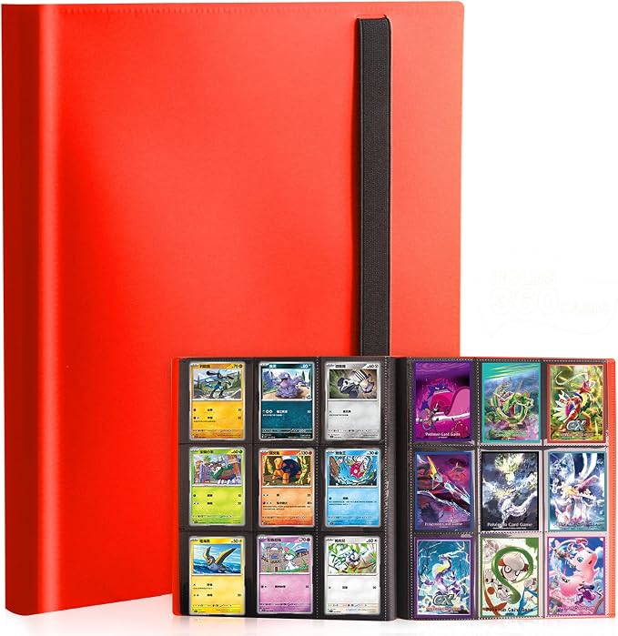 Card Binder, 9 Pocket Trading Card Album Folder,20 Pages, 360 Card Capacity Sports Card Binder, Premium Card Binders Compatible with MTG, TCG, Baseball Cards (Red)