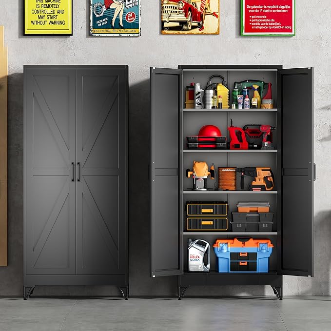Pantry Storage Cabinets with 2 Doors and 5 Shelves,Tall Storage Cabinet,Large Cupboard Closet,Farmhouse Storage Cabinet for Home,Kitchen,Dining/Living Room (White, 71" H)
