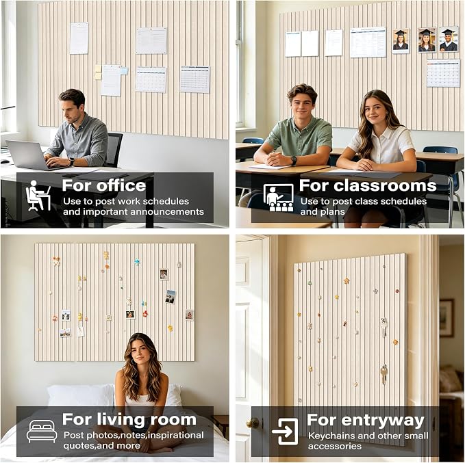 Large Felt Bulletin Board,47.2"x35.4" 12 Pack Cork Board Alternative-Camel | Felt Wall Tiles for Office & Home Decor,Pin Board for Walls with 30 Pcs Pushpins and 72 Adhesive Tabs