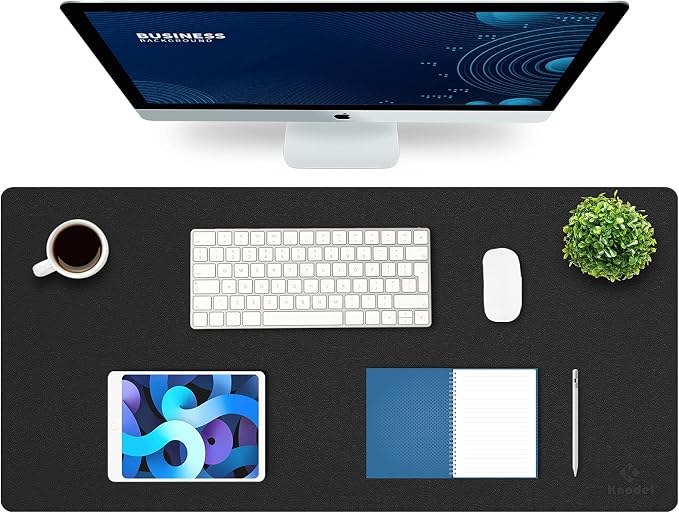 K KNODEL Extra Large Desk Mat, Leather Mouse Pad (35.4"x17", Black) | Desk Pad, Keyboard Pad, Computer and Laptop Mat, Desktop Protector and Cover, Writing Pad and Blotter for Home Office