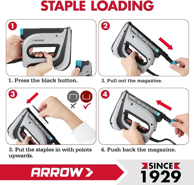 Arrow T50ACD Heavy Duty Electric Staple Gun, Fits 1/4" to 1/2" Staples | Corded Staple Gun for Upholstery, Furniture, Office, Decorating, Fits 1/4", 5/16", 3/8", or 1/2" Staples