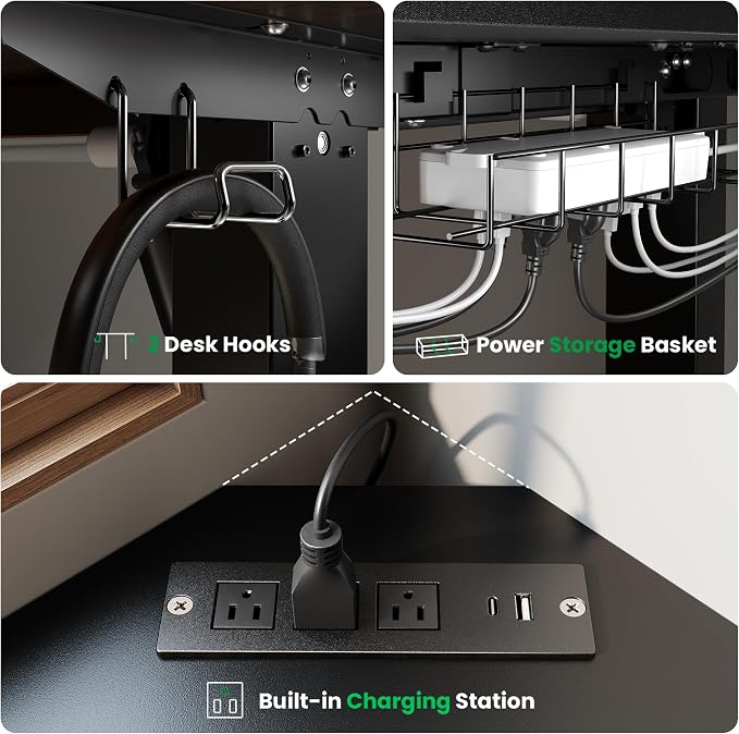SIAGO 63x55 Inch L-Shaped Standing Desk with Charging Station Corner Desk | Adjustable L Shape Corner Computer Desk with Memory Controller, Splice Board Ergonomic Sit Stand Workstation for Home Office