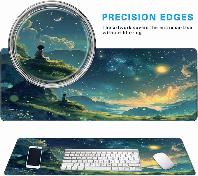Forest Starry Sky Gaming Mouse Pad, Large Extended Mouse Pad Big Computer Mousepad for Home Office Gaming Work 31.5x11.8inch