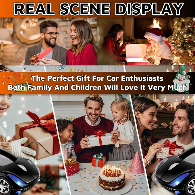 HuGuWdy Black Car Mouse，2.4G with USB Reciver 1600DPI Computer Mice Wireless for Computer Cute Wireless Mouse for Laptop Computer Tablet for Windows for Mac OS for Christmas（Black）