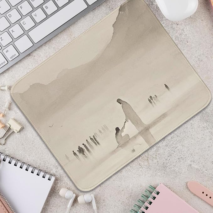 Christian Mouse Pad Jesus Small Mouse Pads, Rectangle Yellow Jesus Travel Computer Mouse Pad for Desk, Aesthetic Religious Mouse Pads for Desk Christian Gifts for Women 11.8x9.8