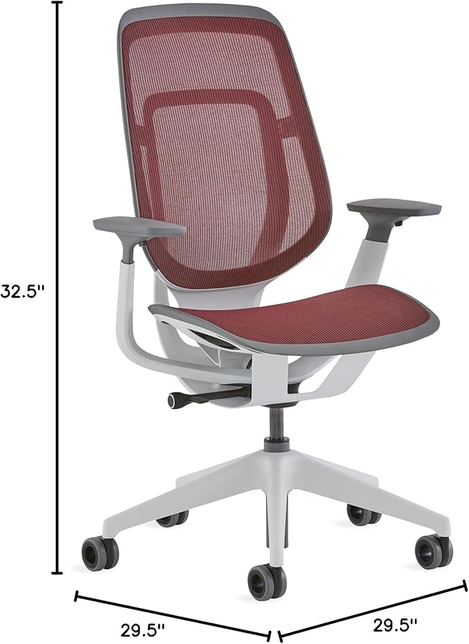 Steelcase Karman Mesh Ergonomic Desk Chair - Adjustable Desk Chair - 4 Points of Adjustability - Lumbar Support - Seagull Frame & Merlot Mesh