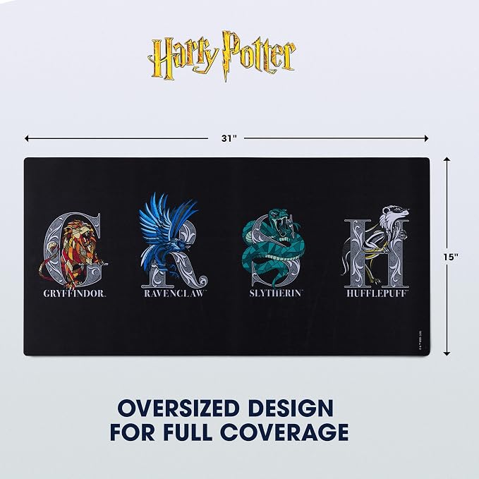 Harry Potter Large Gaming Mouse Pad 31"x15" XL Computer Desk Mat, Anime | Oversized 31x15in Harry Potter anime gaming mouse pad, smooth fabric top, stitched edges, non-slip rubber base.