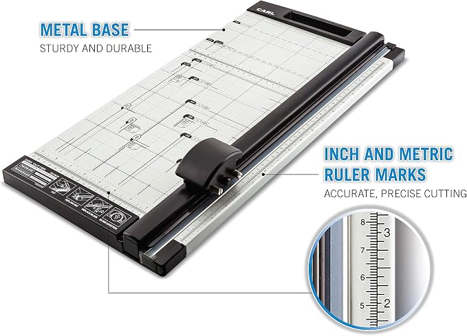 Carl 18 inch DC-2A3N Premium Rotary Paper Trimmer, Metal Base, 15 Sheet Cutting Capacity.