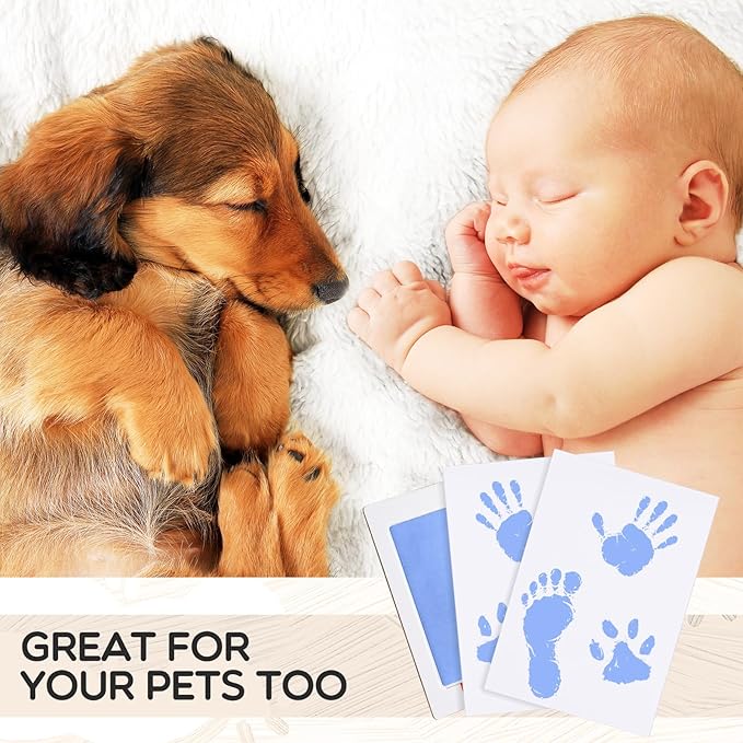 Jetec 30 Set Inkless Baby Footprint and Handprint Kit, Clean Touch Ink Pad for Baby Hand and Footprints, Dog Paw Print Kit with Ink Pads and Imprint Cards for Newborns Babies Pets Gifts (12 Colors)