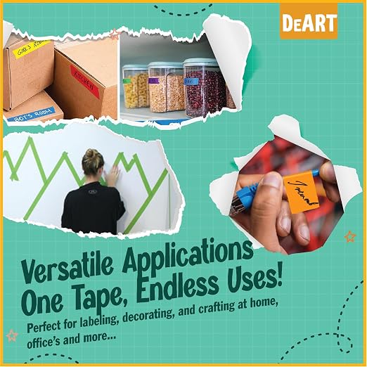 DEART 8X Colored Masking Tape, 33 Ft x 1 inch Colored Painters Tape for Arts & Crafts Labeling or Coding, Craft Supplies Color Tape Rolls, Colorful Masking Craft Tape, Lab Tape