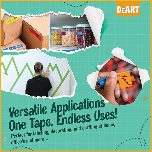 DEART 12 Pack Colored Masking Tape, 396 Ft x 0.6 inch Mini Colored Painters Tape for Arts & Crafts Labeling Coding Color Tape Rolls washi-Scale Colorful Artist Tapes Scrapbook Lab Tape