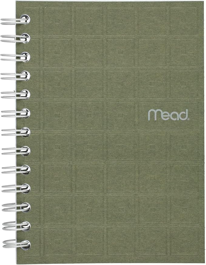 Mead Spiral Notebook, College Ruled Paper, 80 Sheets, 7" x 5", Recycled, Assorted Colors, Color Selected For You, 1 Count (45186)