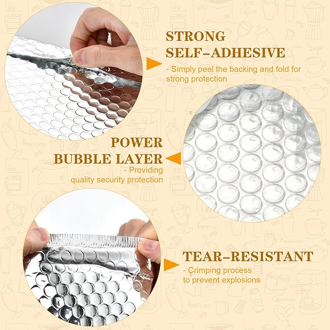 20 Pack Thermal Bubble Mailer, 9" x 11" Insulated Metallic Bubble Mailers, Self-adhesive Foil Mailing Envelopes for Cold Shipping Waterproof Shipping Envelopes for food, Cosmetics