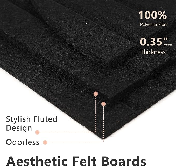 Felt Bulletin Board 47" x 24", Cork Board Alternative with 30 Push Pins | 4 Customizable Modular Decorative Felt Pin Board, Vision Board for Office Home Bedroom Wall Decor, Photo Picture Display