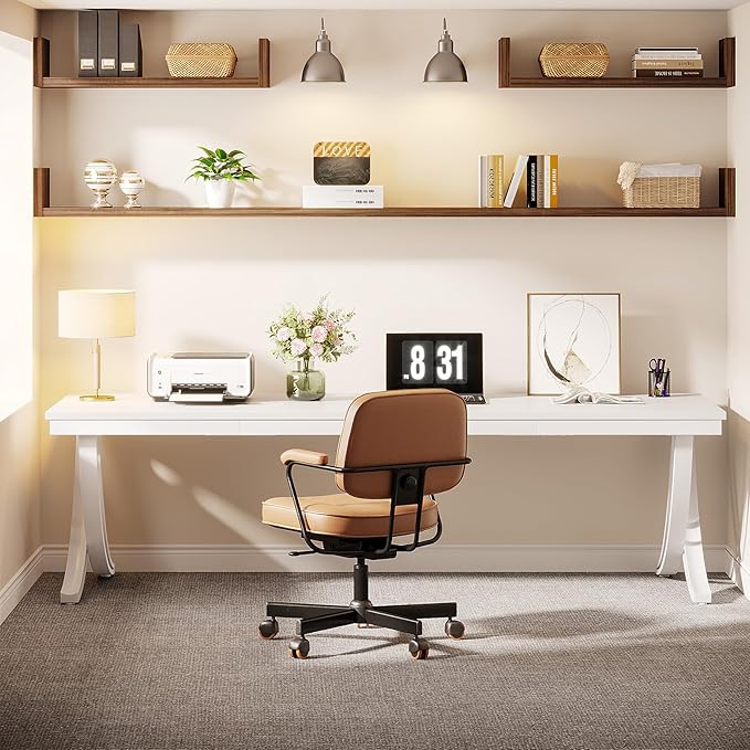 Tribesigns 2-Person Office Computer Desk, 78.7-Inch Extra Long Desk, Large Double Writing Desk for Home Office, Workstation Work Desk for Two People with Stylish Legs (White)