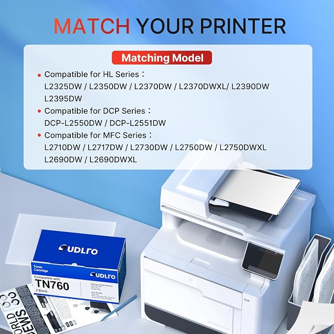 TN760 Toner for Brother Printer Replacement for Brother TN760 TN-760 TN730 | Toner TN-730/TN-760 Compatible with MFC-L2750DW HL-L2370DW MFC-L2710DW HL-L2350DW HL-L2390DW DCP-L2550DW Printer(4 Black)
