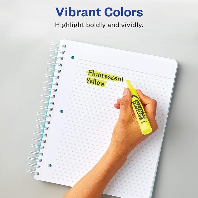 Avery Hi-Liter Desk-Style Highlighters, Smear Safe Ink, Chisel Tip, 2 Yellow Highlighters (24081)