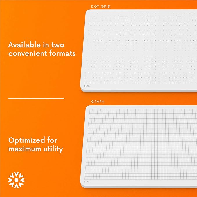 Dot Grid Desk Notepad, 2 Pack | Tear-Off Landscape Note Pad for Desk | Doubles as Mousepad | Premium Thick Dotted Paper, 50 Sheets, 5.5" x 8.5"
