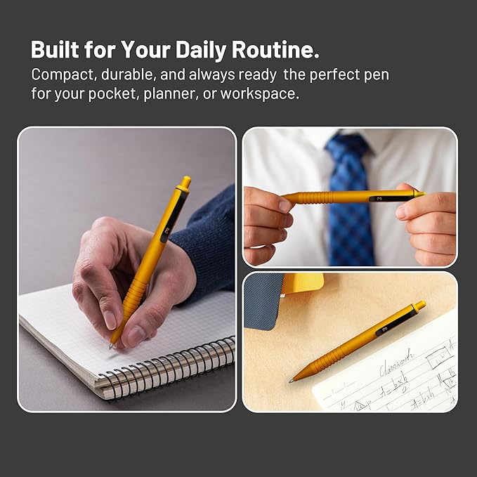 Everyman Amber Super Matte Mini Click Pen | Compact Refillable 0.7mm Gel Pen with Premium Grip | Pocket-Size Metal EDC Pen for Travel, Office, Journaling & Everyday Writing