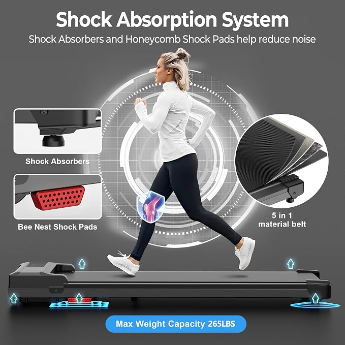 Walking Pad Treadmill for Home - Under Desk Treadmills Mini Portable Walking Running Machine Slim Compact Motorized Electric Treadmill with Adjustable Speed Remote