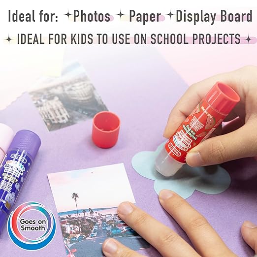 BAZIC Products Scented Glue Sticks, Washable, Assorted Scents 6 Grams, Smooth All Purpose Acid Free Clear Glue Stick for Photos Paper Kids Students at Home School Office (4/Pack), 144-Pack