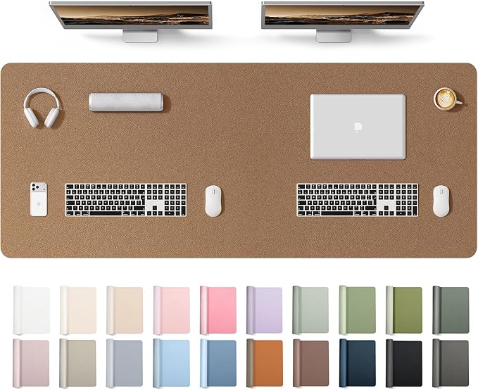 YSAGi Leather Desk Protector, Office Mat, Large Mouse Mat, Non-Slip PU Leather Blotter, Laptop Desk Mat, Waterproof Writing Pad for Office and Home(Shiny Bronze, 63" x 24")