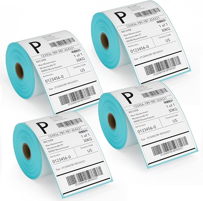 4 Rolls 4x6 Thermal Labels, 1800 Labels, Direct Shipping Labels for Zebra & Rollo Label Printer, Strong Adhesive, White Thermal Printer Label, 450Pcs/Rolls