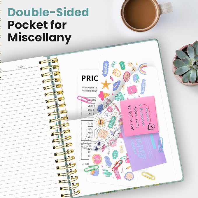 Spiral Notebooks for Work 5 Subject Notebook with Removable Dividers | Aesthetic Hardcover Journal for Women 8.5" x 11" College Ruled 280 Pages Journal for School & Note Taking, Floral Verse
