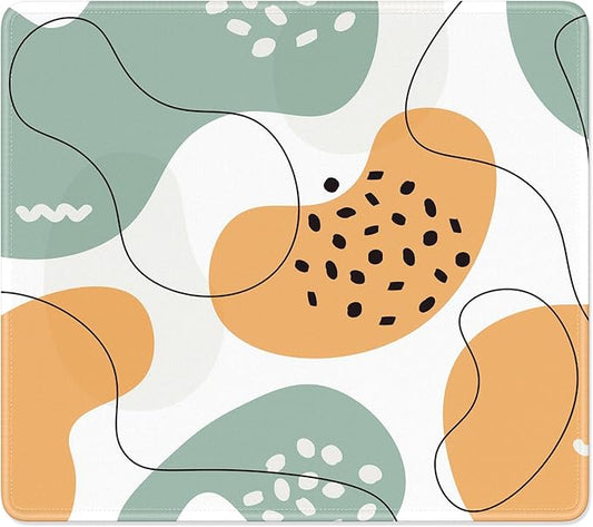 Mouse Pad, Minimalism Marble Style Computer Pad, Anti-Slip Rubber Mouse Mat with Stitched Edges for Gaming, Office, Laptop, PC, Women, 9" x 8" Thick 3 mm, Abstract Polka Dots