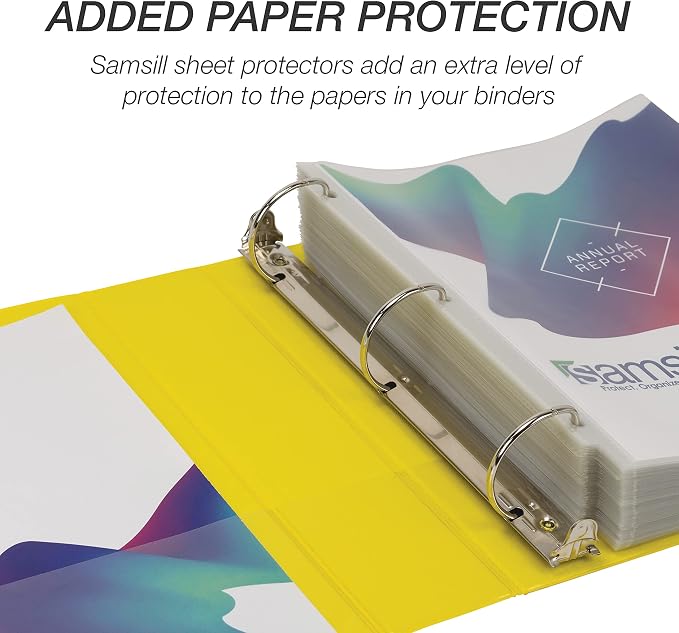 Samsill Durable 2 inch 3 Ring Binder, D Ring Binder, 100% Recycled Chipboard, Yellow