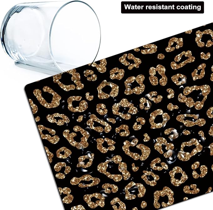 Small Mouse Pad Cute, Mini Mouse Pads for Wireless Mouse and Laptop, Travel Mousepads with Designs - Gold Glitter Leopard, Portable Mousepad 5.5 x 7 Inch, Kawaii Desk Decor for Women