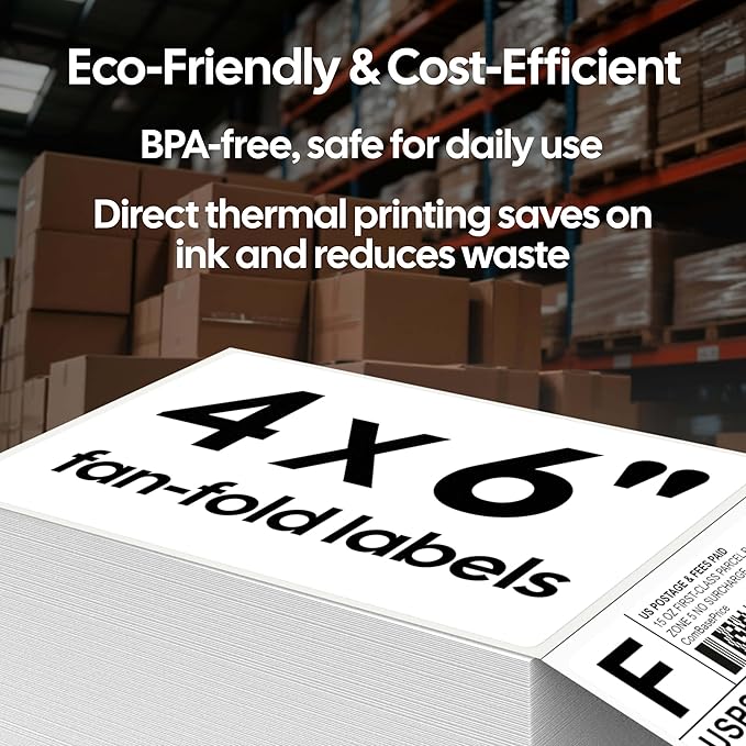 4x6 Thermal Labels, 220 Fanfold Labels, Perforated & Strong Adhesive, Compatible with Direct Thermal Printers for USPS UPS FedEx DHL Address Shipping Label