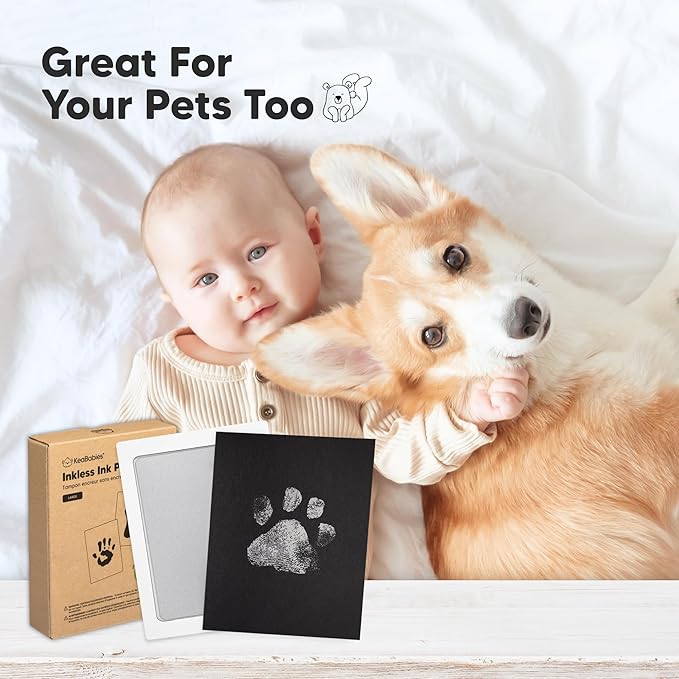 4-Pack Inkless Baby Hand and Footprint Kit - Mess Free Ink Pad for Newborn Keepsake, Dog Nose & Paw Print Kit, Clean Touch Ink Pad for Baby Hand & Footprints, Ideal New Mom Gifts(Gold/Silver, L)