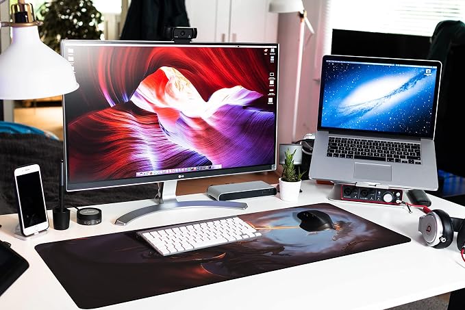 Extended Large Gaming Mouse Pad Cool Dragon Flame XXL Size Keyboard Mouse Mat Desk Pad with Non Slip Rubber Base Stitched Edges Office Decor for Women Girls Men,35.4 x 15.7inch