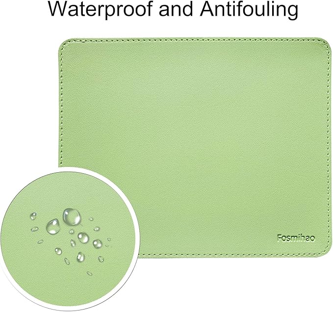 Leather Mouse Pad - Wood Mouse Pad, Double Side Mouse Pad with Stitched Edge, Waterproof Ultra Thin Mouse Pad for Computers, Laptop, Office & Home, 10.2 x 8.3 Inch, 1 Pack (Matcha Green)