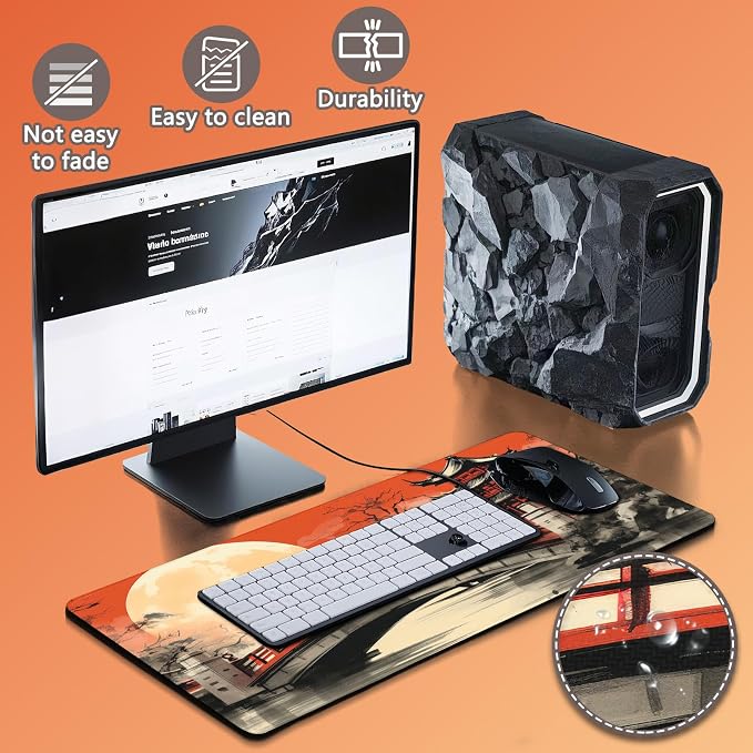 Mouse Pad Gaming - Desk Mat for Keyboard and Mouse - Large Mouse Pads for Desk, Gaming Mousepad with Non-Slip Base, Desks Pad (31.5" X 11.8") for Game, Office and Home